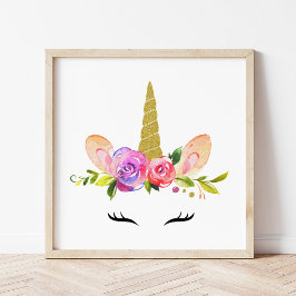 Magische Unicorn, Fairy Tale, Girl Nursery, Roze Foto Afdruk