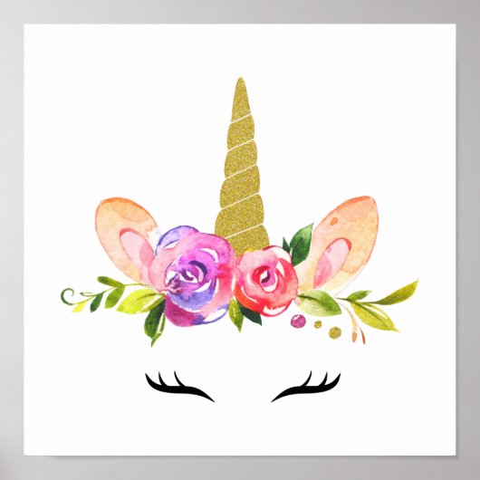 Magische Unicorn, Fairy Tale, Girl Nursery, Roze Poster (Voorkant)