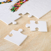 Magische Unicorn Flowers Happy Birthday personalis Legpuzzel (Zijkant)