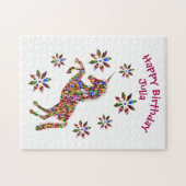 Magische Unicorn Flowers Happy Birthday personalis Legpuzzel (Horizontaal)