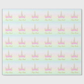 Magische Unicorn Flowers & Stars Cadeaupapier (Vlak)