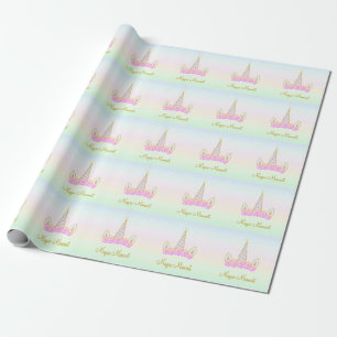 Magische Unicorn Flowers & Stars Cadeaupapier