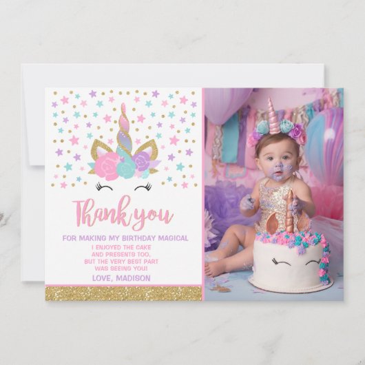 Magische Unicorn Foto: kaart roze goud (Voorkant)