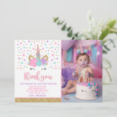 Magische Unicorn Foto: kaart roze goud (Staand voorkant)