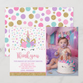 Magische Unicorn Foto: kaart roze goud (Voorkant / Achterkant)