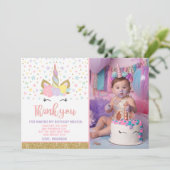 Magische Unicorn Foto: kaart roze goud (Staand voorkant)