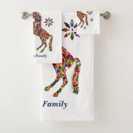 Magische Unicorn Glitter Familie personaliseren Bad Handdoek