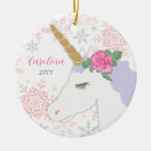 Magische Unicorn Glitter Snowflakes Keramisch Ornament (Voorkant)