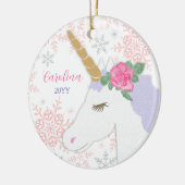 Magische Unicorn Glitter Snowflakes Keramisch Ornament (Links)