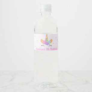Magische Unicorn Glitter Stars Birthday Waterfles Etiket