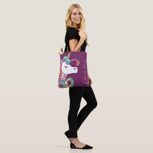 Magische Unicorn Gold Glitter, speciaal gepersonal Tote Bag (Op model)