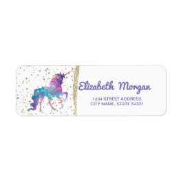 Magische Unicorn, goudConfetti Etiket