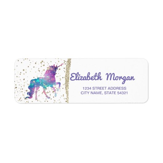 Magische Unicorn, goudConfetti Etiket (Voorkant)