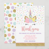 Magische Unicorn Hartelijk dank voor uw kaart Roze (Voorkant / Achterkant)