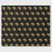 Magische Unicorn Holiday Black Wrapping Paper Cadeaupapier (Vlak)