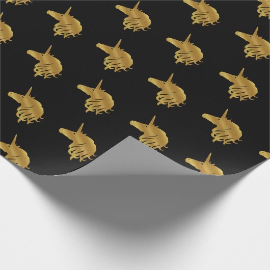 Magische Unicorn Holiday Black Wrapping Paper Cadeaupapier (Hoek)