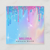 Magische Unicorn Holographic Glitter Drivers Vierkante Visitekaartje (Voorkant)