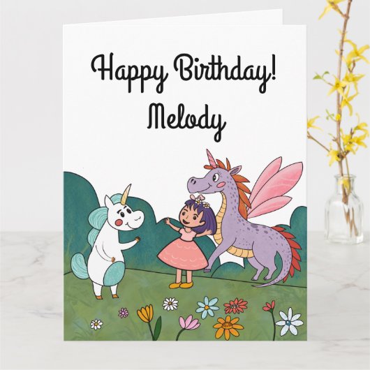 Magische Unicorn Kaart (Gele Bloem)