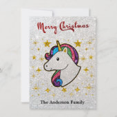 Magische unicorn kerstglitter feestdagenkaart (Voorkant)