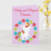 Magische Unicorn Kerstmis Kaart (Gele Bloem)