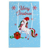 Magische Unicorn Kerstmis Medium Cadeauzakje (Achterkant)