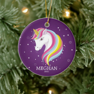 Magische unicorn kerstversiering keramisch ornament