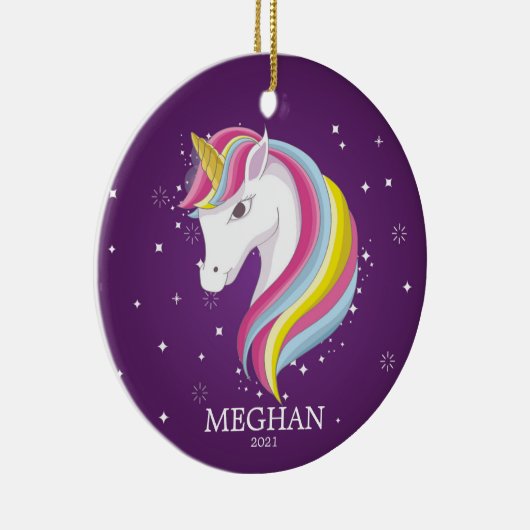 Magische unicorn kerstversiering keramisch ornament (Rechts)