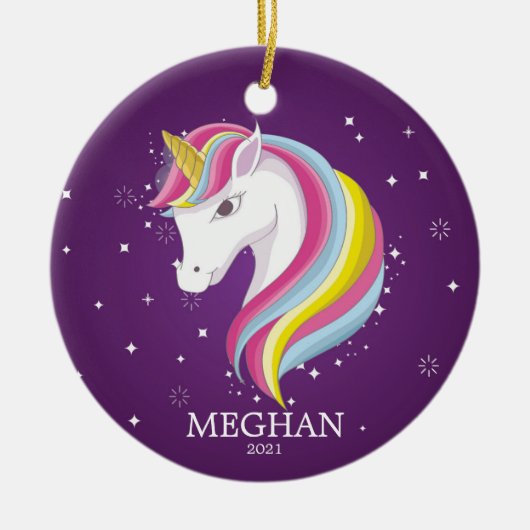 Magische unicorn kerstversiering keramisch ornament (Voorkant)