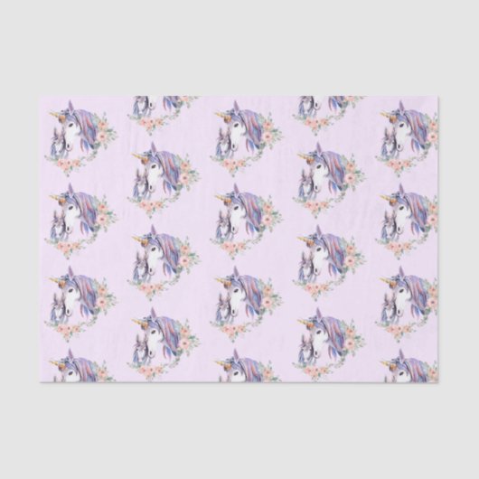 Magische Unicorn Mam & Baby Waterverf Patroon Tissuepapier (Voorkant)