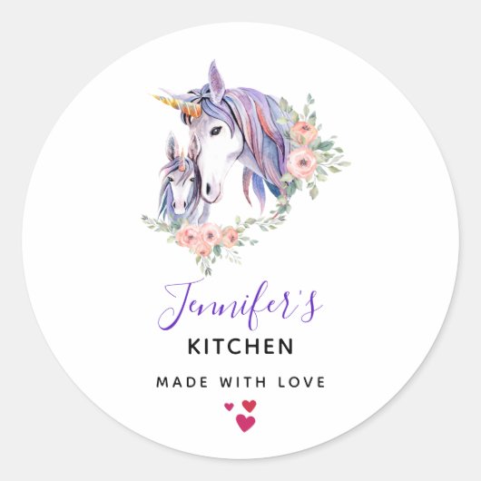 Magische Unicorn Mam en Baby Kitchen Ronde Sticker (Voorkant)