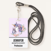 Magische Unicorn Mam en Baby Waterverf Badge (Voorkant met draagriem)