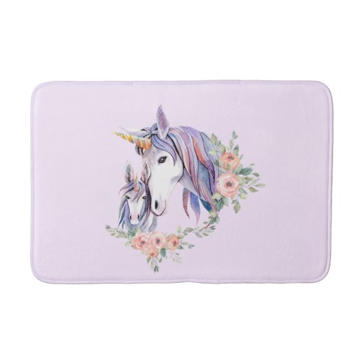 Magische Unicorn Mam en Baby Waterverf Badmat (Voorkant)