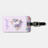 Magische Unicorn Mam en Baby Waterverf Bagagelabel (Voorkant horizontaal)