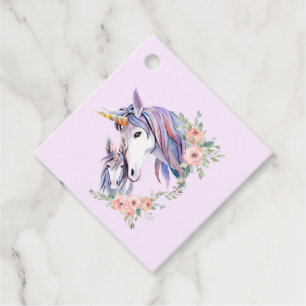 Magische Unicorn Mam en Baby Waterverf Bedankjes Labels