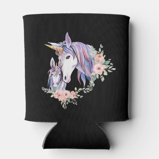 Magische Unicorn Mam en Baby Waterverf Blikjeskoeler (Achterkant)