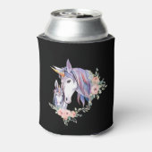Magische Unicorn Mam en Baby Waterverf Blikjeskoeler (Blikje Achterkant)