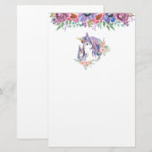 Magische Unicorn Mam en Baby Waterverf Briefpapier (Voorkant / Achterkant)