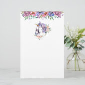 Magische Unicorn Mam en Baby Waterverf Briefpapier (Staand voorkant)