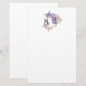 Magische Unicorn Mam en Baby Waterverf Briefpapier (Voorkant / Achterkant)