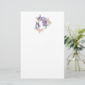 Magische Unicorn Mam en Baby Waterverf Briefpapier (Staand voorkant)