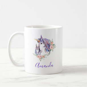 Magische Unicorn Mam en Baby Waterverf Koffiemok