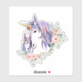 Magische Unicorn Mam en Baby Waterverf Sticker (Vel)