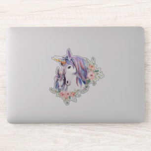 Magische Unicorn Mam en Baby Waterverf Sticker