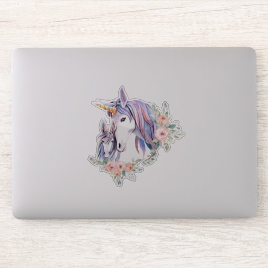 Magische Unicorn Mam en Baby Waterverf Sticker (Computer)