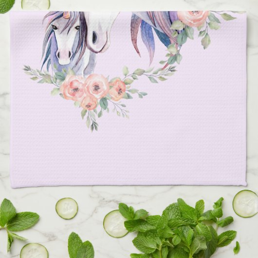 Magische Unicorn Mam en Baby Waterverf Theedoek (Gevouwen)