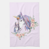 Magische Unicorn Mam en Baby Waterverf Theedoek (Verticaal)