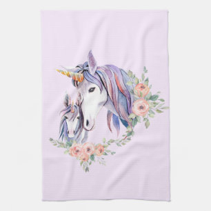 Magische Unicorn Mam en Baby Waterverf Theedoek