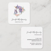 Magische Unicorn Mam en Baby Waterverf Vierkante Visitekaartje (Voorkant / Achterkant)