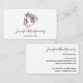 Magische Unicorn Mam en Baby Waterverf Visitekaartje (Voorkant / Achterkant)