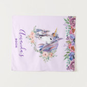 Magische Unicorn Mam en Baby Waterverf Wandkleed (Voorkant (horizontaal))
